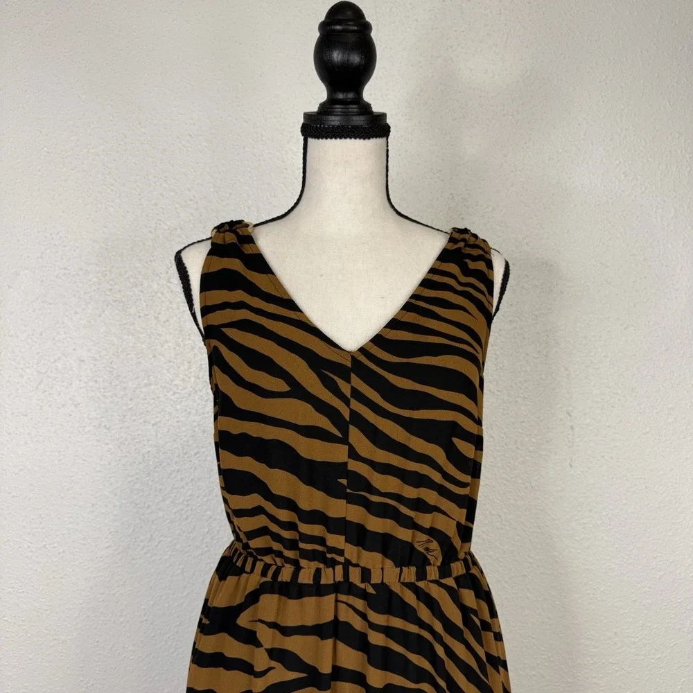 Michael Kors Women's Tiger Strip Summer Dress Size Xs Black Brown‎